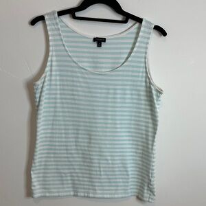 Talbots Light Aqua Blue and White Striped Tank Top Size Medium